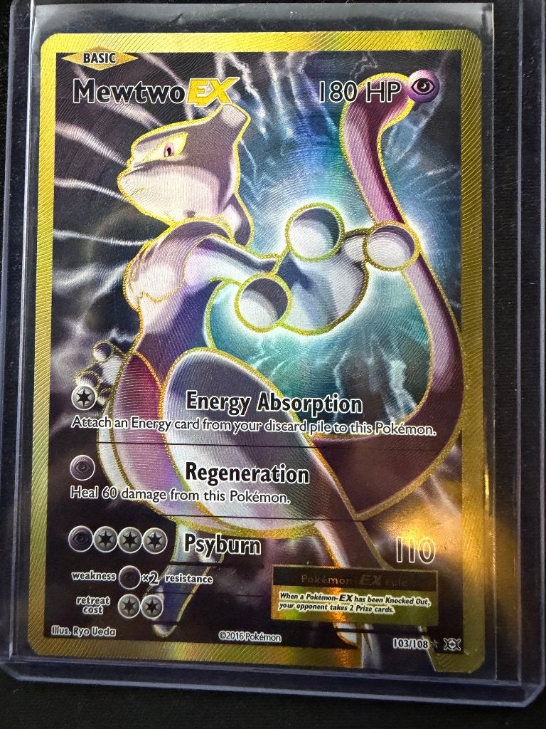Mewtwo EX 103/108 XY Evolutions Full Art Pokemon Kaart, Ophalen, Zo goed als nieuw, Losse kaart, Foil