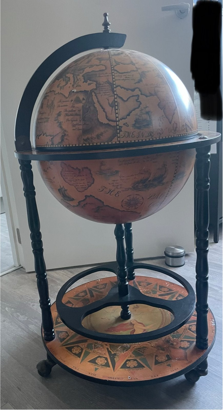 Globe drankkast op wieltjes - prima staat, Ophalen, Met opbergruimte, Gebruikt, Globebar