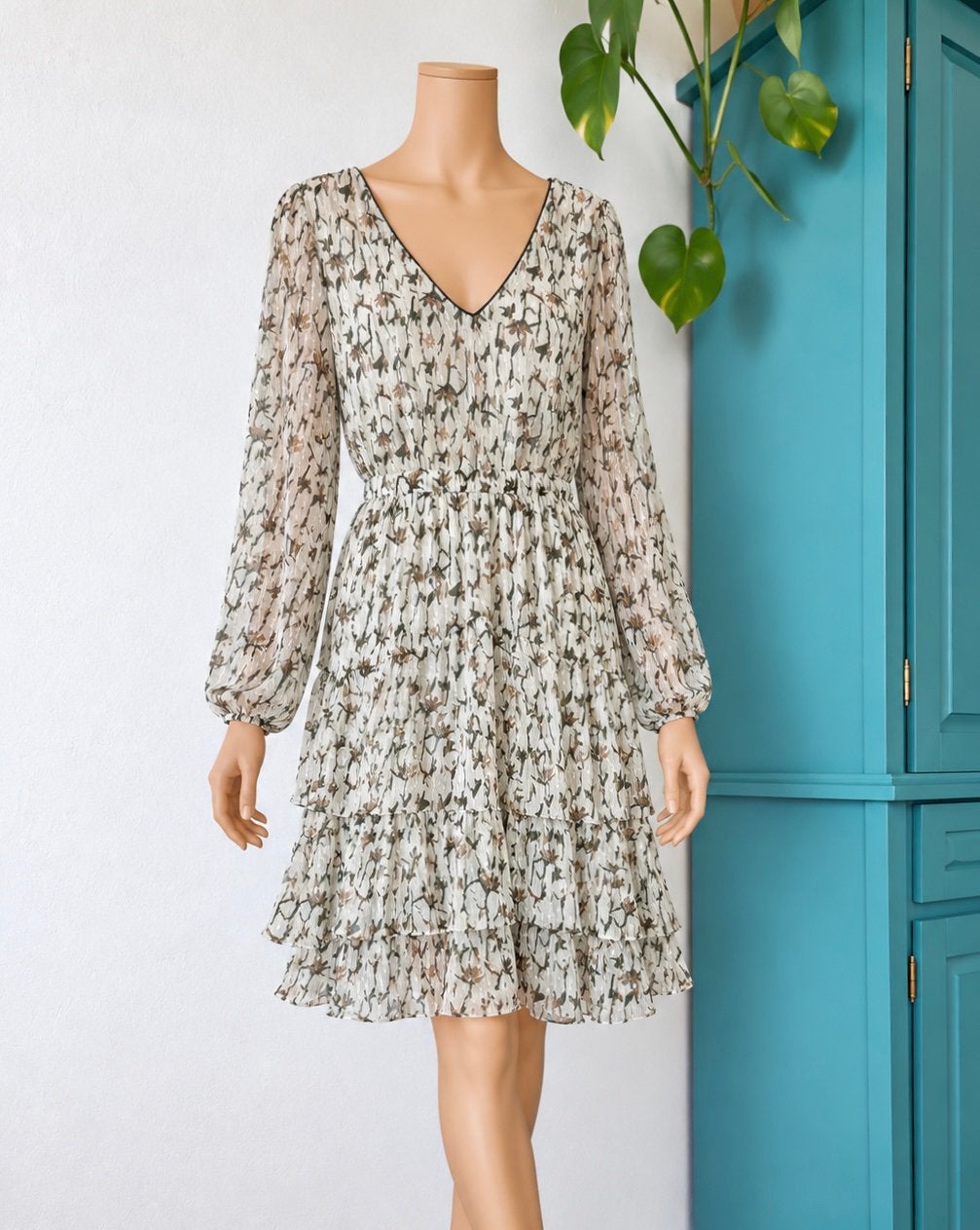 FREEBIRD jurk Georgia White maat S - groen - zilver, Kleding | Dames, Ophalen of Verzenden, Zo goed als nieuw, Freebird, Maat 36 (S)