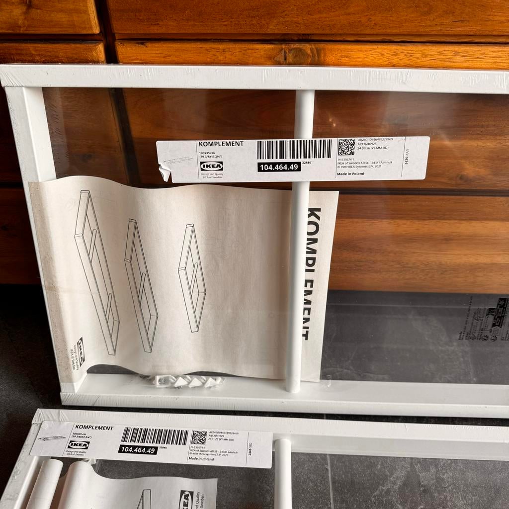 2x IKEA Komplement kledingroede wit 100x35 cm nieuw, Ophalen, Zo goed als nieuw