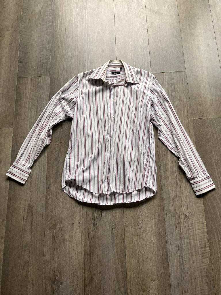 Hugo Boss gestreept overhemd (maat 39), Kleding | Heren, Overhemden, Overige kleuren, Zo goed als nieuw, Hugo Boss, Halswijdte 39/40 (M)