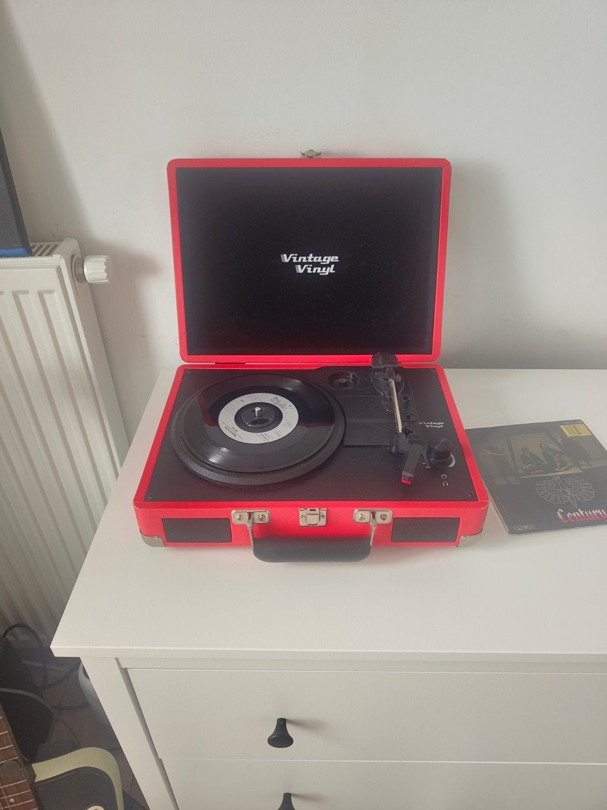 Vintage Vinyl Platenspeler Rood - Draagbaar, Audio, Tv en Foto, Ophalen, Gebruikt, Platenspeler, Overige merken