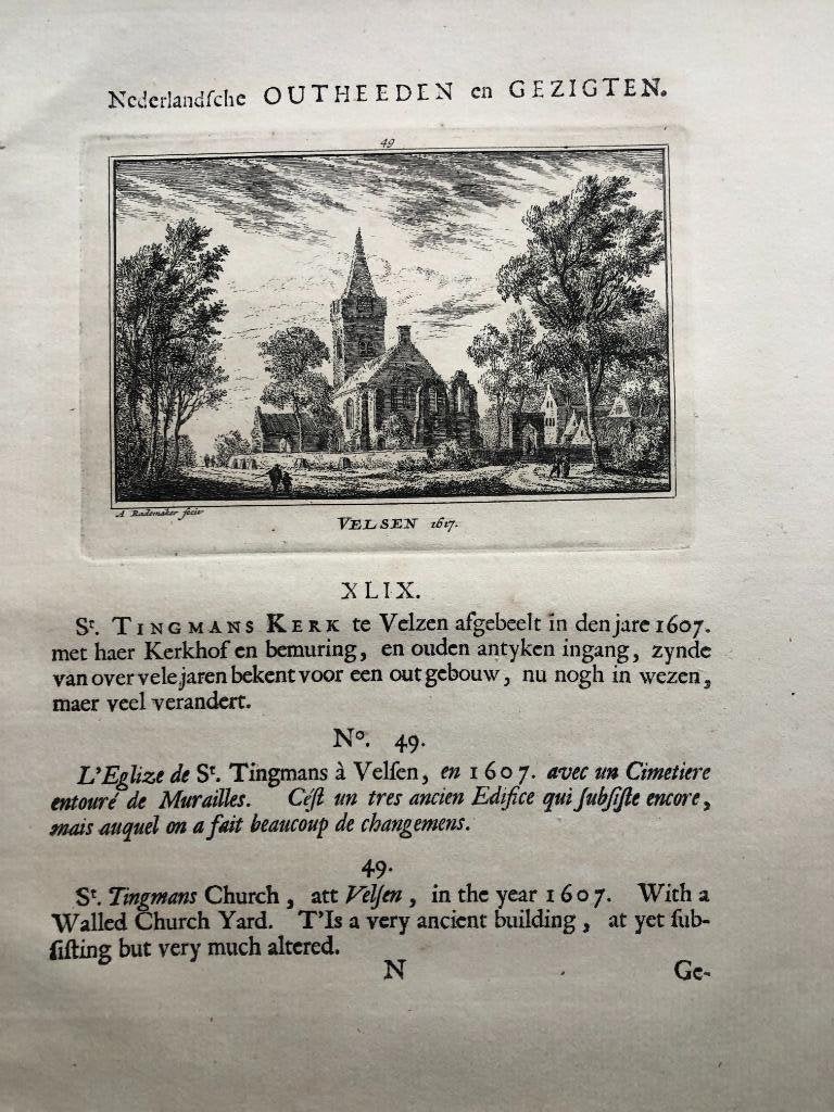 049 / Velsen Kopergravure 1725, Ophalen of Verzenden