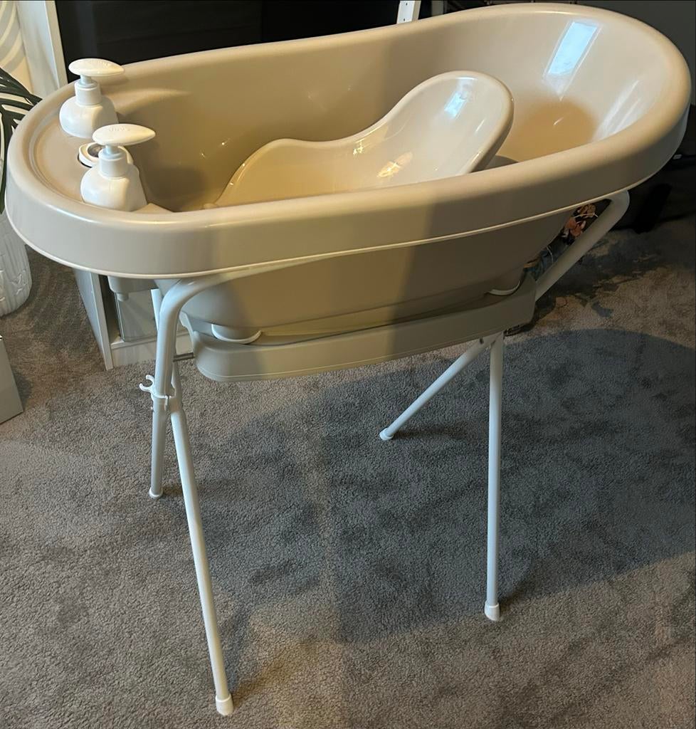 Bebe-Jou Taupe Click Thermobad met badzitje (zgan), Kinderen en Baby's, Badjes en Verzorging, Ophalen, Gebruikt, Badje, Bébé-jou