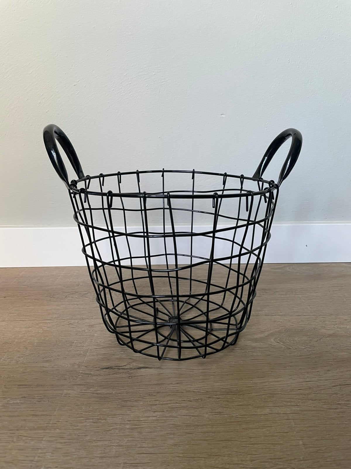 Zwart, metalen mandje, Met handvatten, Mand, Rond, Ophalen of Verzenden