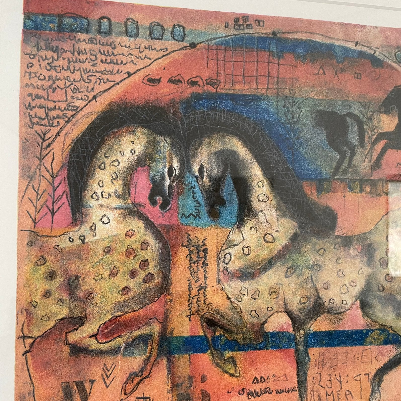 schilderij/ Litho van Astrid Engels- paarden, Antiek en Kunst, Kunst | Schilderijen | Modern, Ophalen