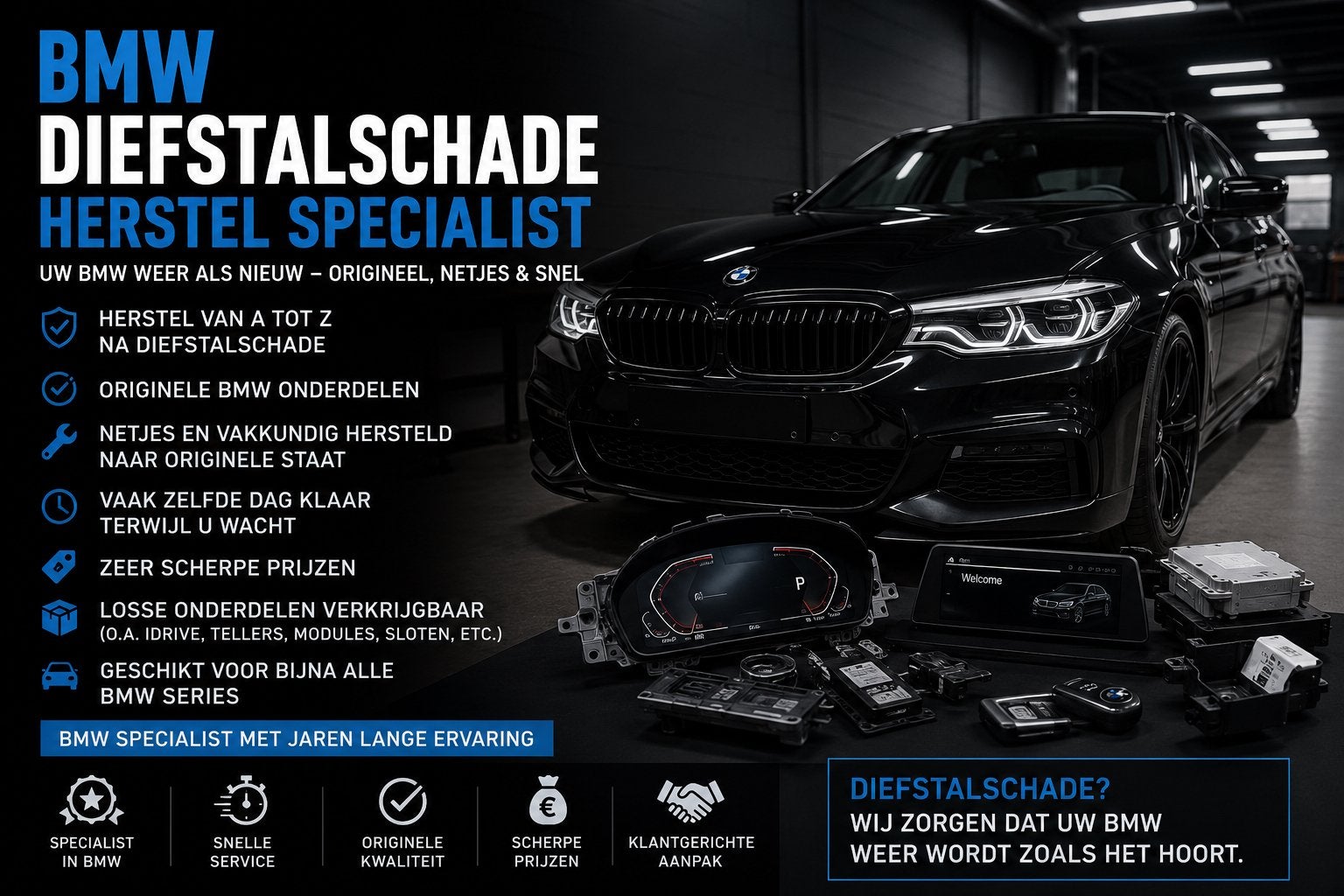 BMW Diefstalschade Herstel Specialist – Snelle Service, Auto-onderdelen, Elektronica en Kabels, Ophalen, BMW