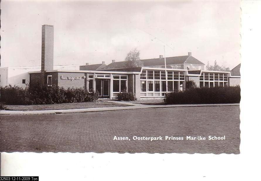 Ansichtkaart 	Assen	Oosterpark	Prinses Marijke School, Verzenden, 1940 tot 1960, Ongelopen, Drenthe