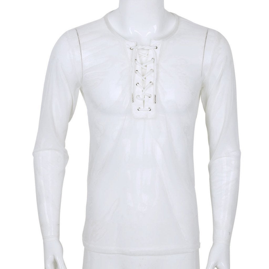 Wit doorzichtig heren shirt / transparant sexy top mannen, Verzenden, Nieuw, Overige maten, Kleding