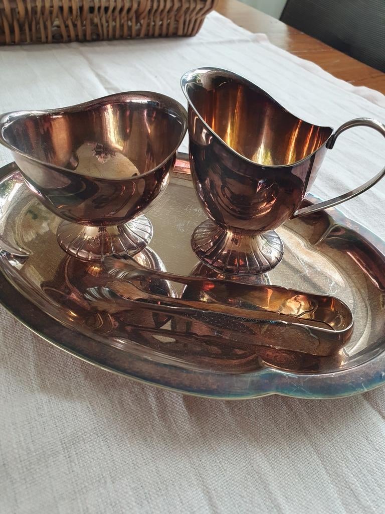 Prachtig zwaar verzilverd setje SOLA 100, Antiek en Kunst, Ophalen of Verzenden, Zilver