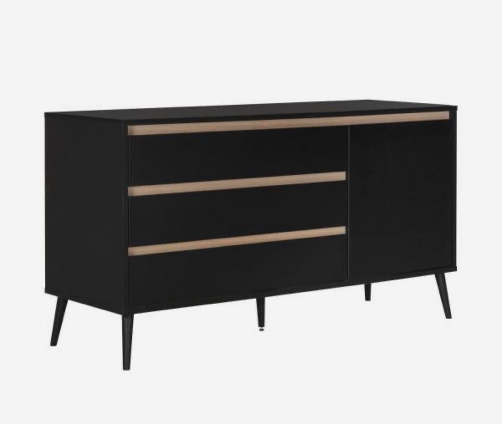 Europe Baby Sterre Commode XL Zwart/Oak met lades/schuifdeur, Ophalen, Gebruikt, 100 tot 150 cm, Met lade(s)