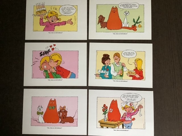 Jan Jans Kinderzegel-actie kaarten-compl set v. 6 kaarten, Ophalen, 1980 tot heden, Ongelopen, Cultuur en Media