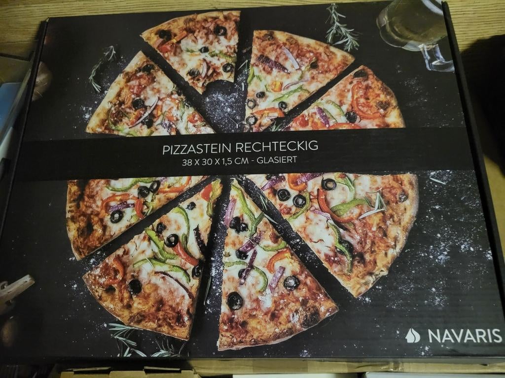 Navaris Pizzasteen Rechthoekig 38x30x1.5 cm - Nieuw, Overige typen, Nieuw, Ophalen of Verzenden, Zwart