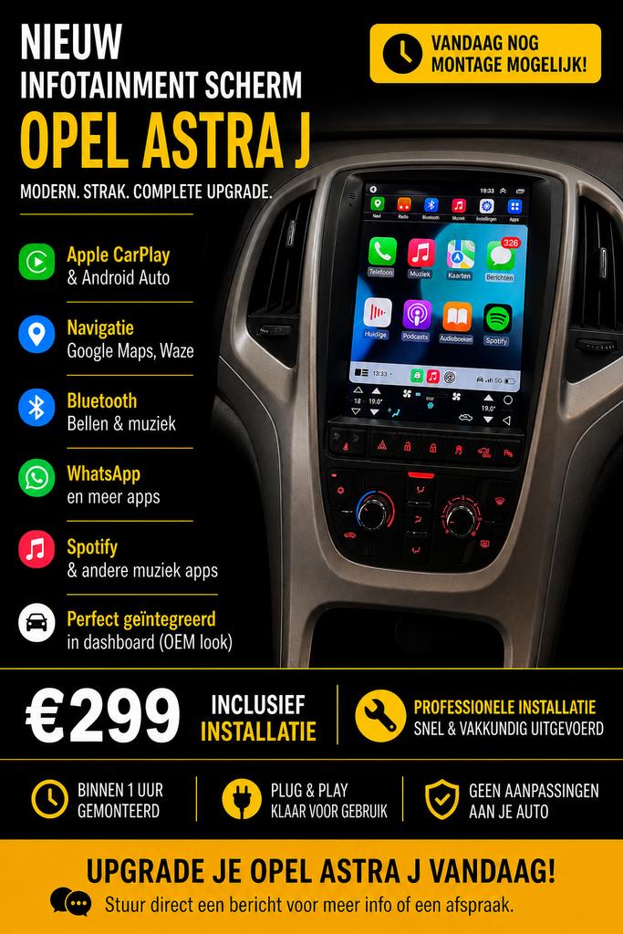 Nieuw Infotainment Scherm Opel Astra J - CarPlay & Android A, Ophalen of Verzenden, Nieuw