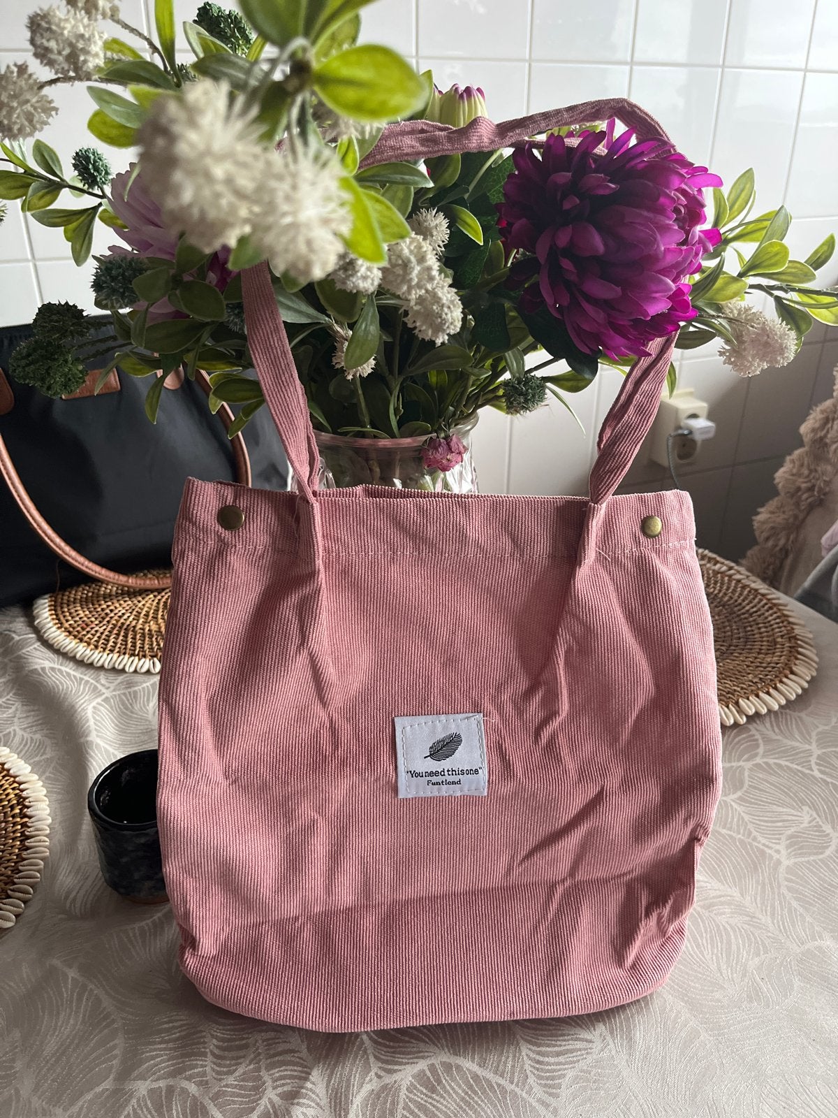 Roze ribfluwelen tas - 'You need this one', Ophalen, Zo goed als nieuw, Roze, Handtas