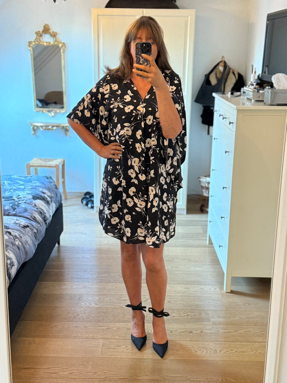 Ralph Lauren, zwierig jurkje (L en XL) met bloemen, Kleding | Dames, Jurken, Zwart, Maat 42/44 (L), Nieuw, Ophalen of Verzenden