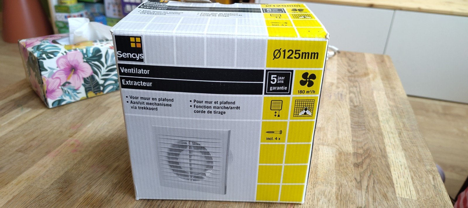 Sencys Badkamerventilator 125mm, 180 m³/u, Ophalen of Verzenden, Nieuw, Ventilator en Afzuiger