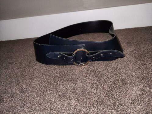 Klassieke marine blauwe riem donkerblauw, Kleding | Dames, Riemen en Ceinturen, 5 cm of meer, Echt leder, Tailleriem, Ophalen of Verzenden