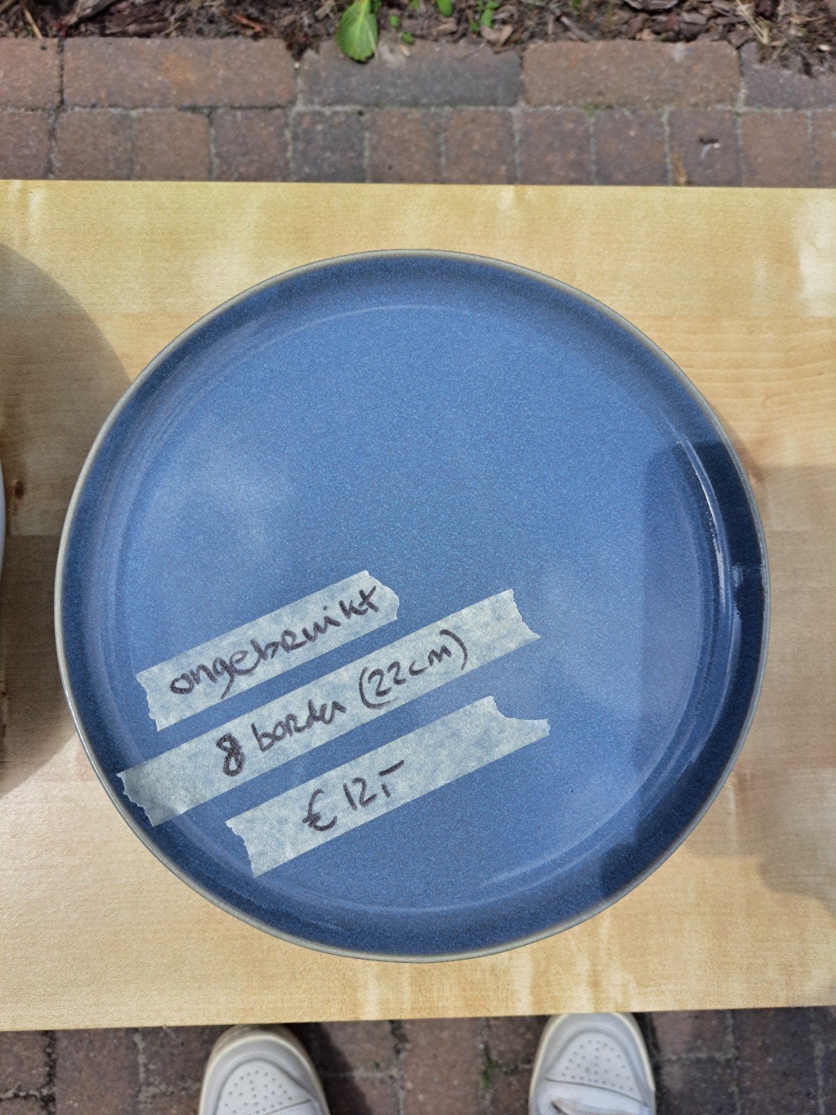 8 grijsblauwe borden (22 cm) - nieuw, Ophalen, Nieuw, Bord(en), Overige stijlen