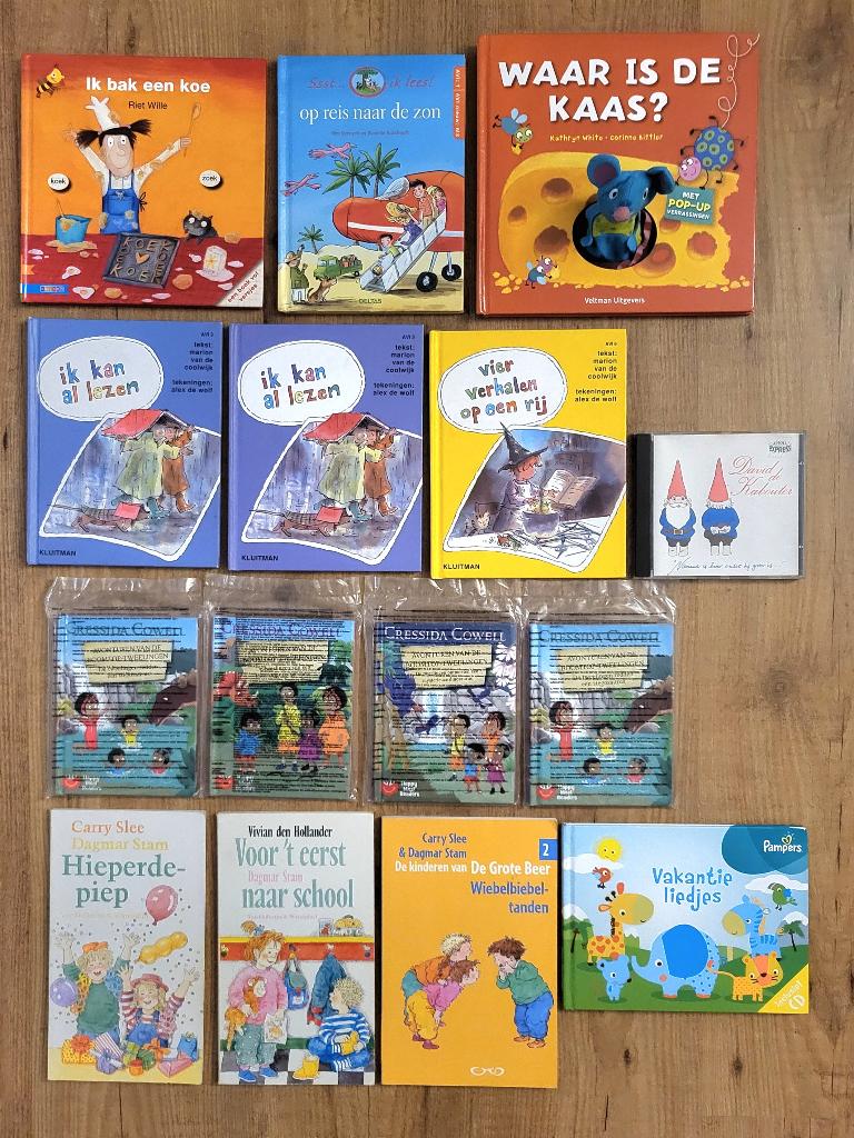 Kinderboeken: in de beschrijving staan de titels, Ophalen, Fictie algemeen, Jongen of Meisje, Zo goed als nieuw