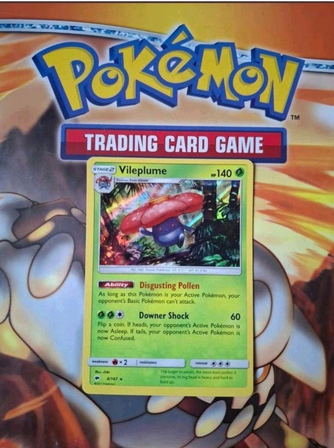Vileplume 6/147 holo rare Sun&moon Burning Shadows, Ophalen of Verzenden, Zo goed als nieuw, Losse kaart, Foil