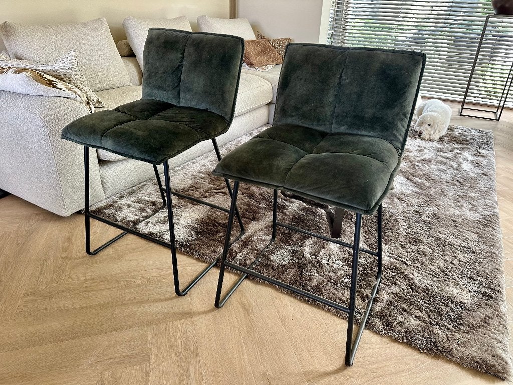 Barkrukken mosgroen, Huis en Inrichting, Barkrukken, Ophalen, 60 tot 90 cm, Zo goed als nieuw, Metaal