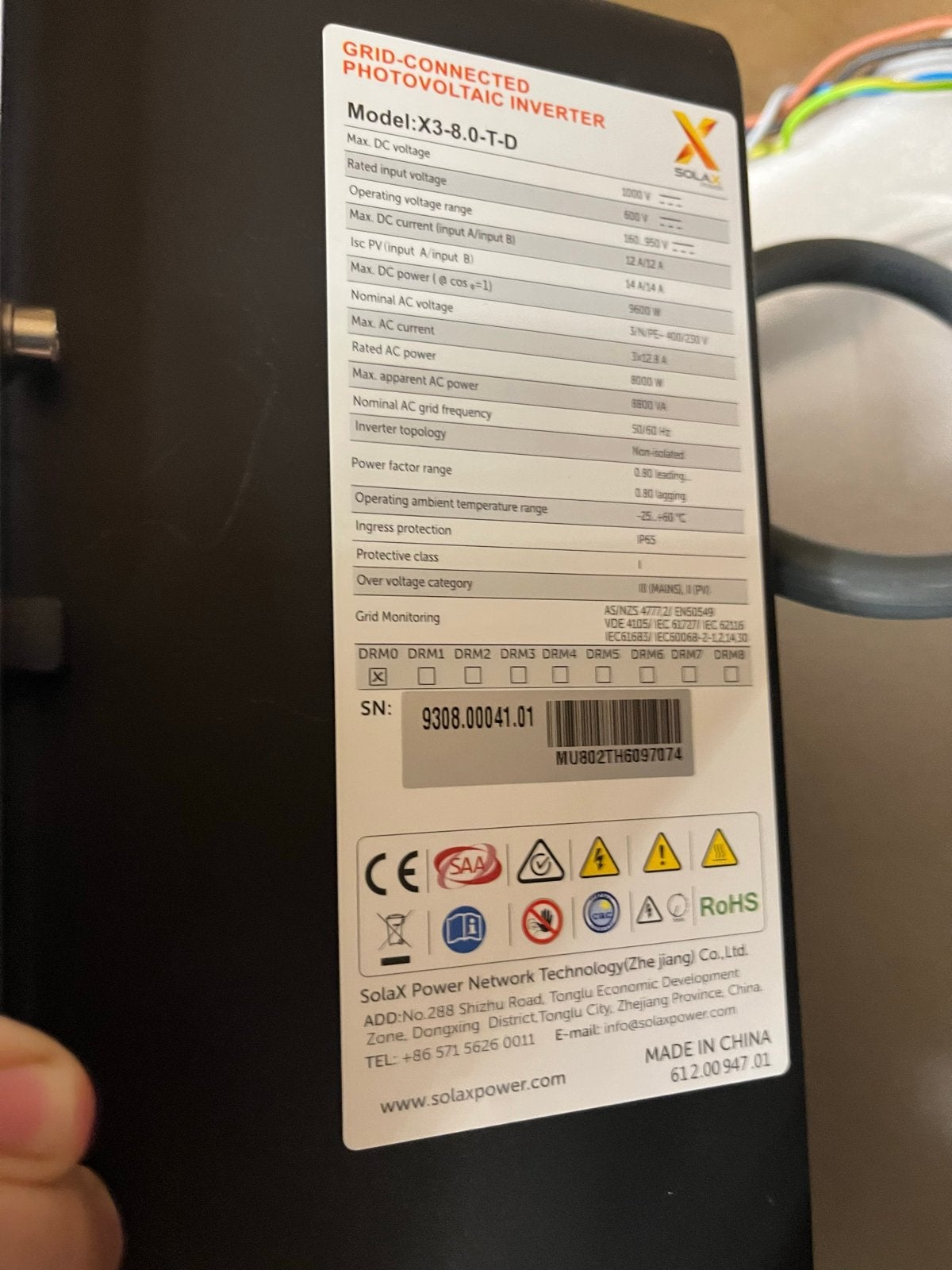 Solax Power X3-8.0-T-D Omvormer - gebruikt, Ophalen, Gebruikt, Compleet systeem, 200 wattpiek of meer