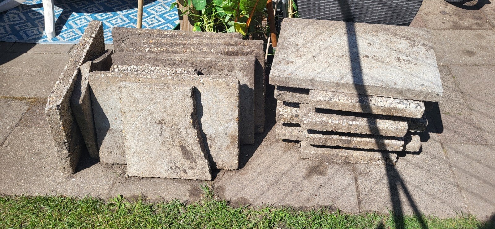 Grindtegels 40x60 cm, Tuin en Terras, Tegels en Klinkers, Ophalen, Gebruikt, Beton, Terrastegels