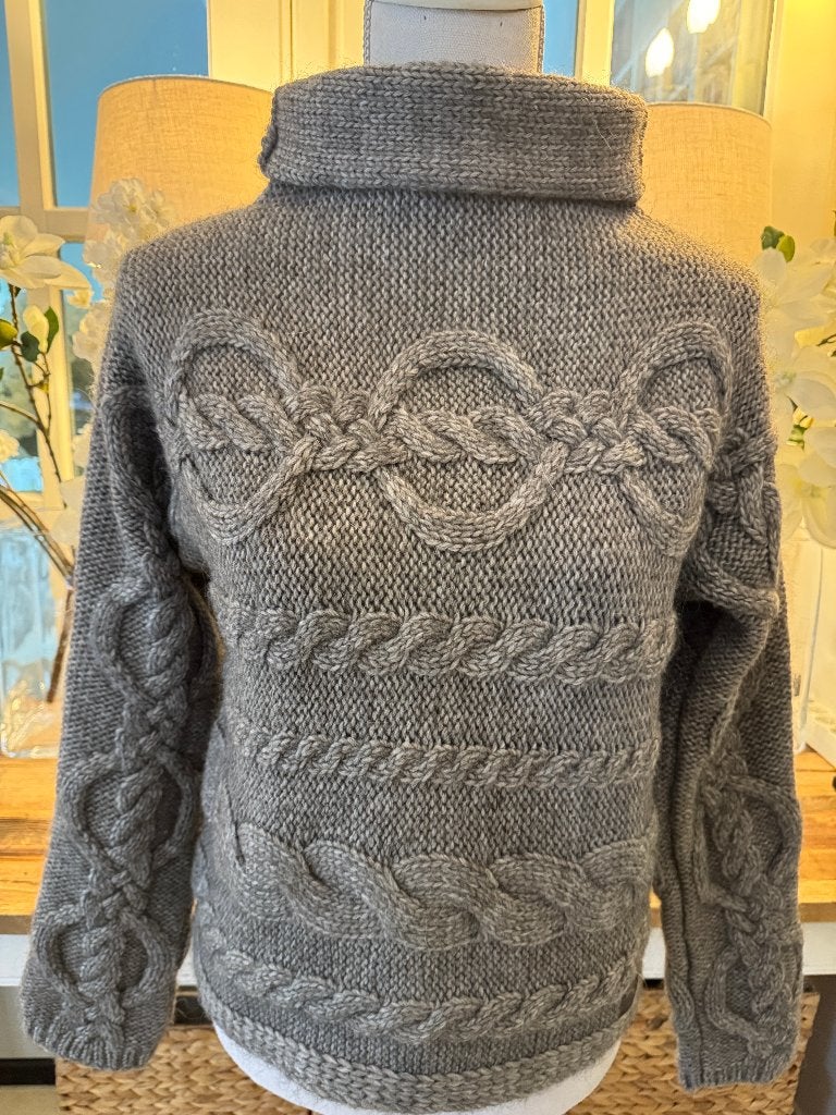 Warme, Grijs-Bruine alpaca kabeltrui Marc O'Polo, 38-40/M-L., Verzenden, Zo goed als nieuw, Maat 38/40 (M), Grijs