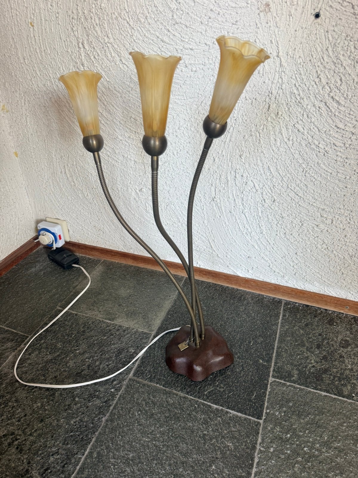 Vintage tafellamp met 3 kelken - Sfeerlamp, Huis en Inrichting, Ophalen, Gebruikt, Overige merken, Vintage