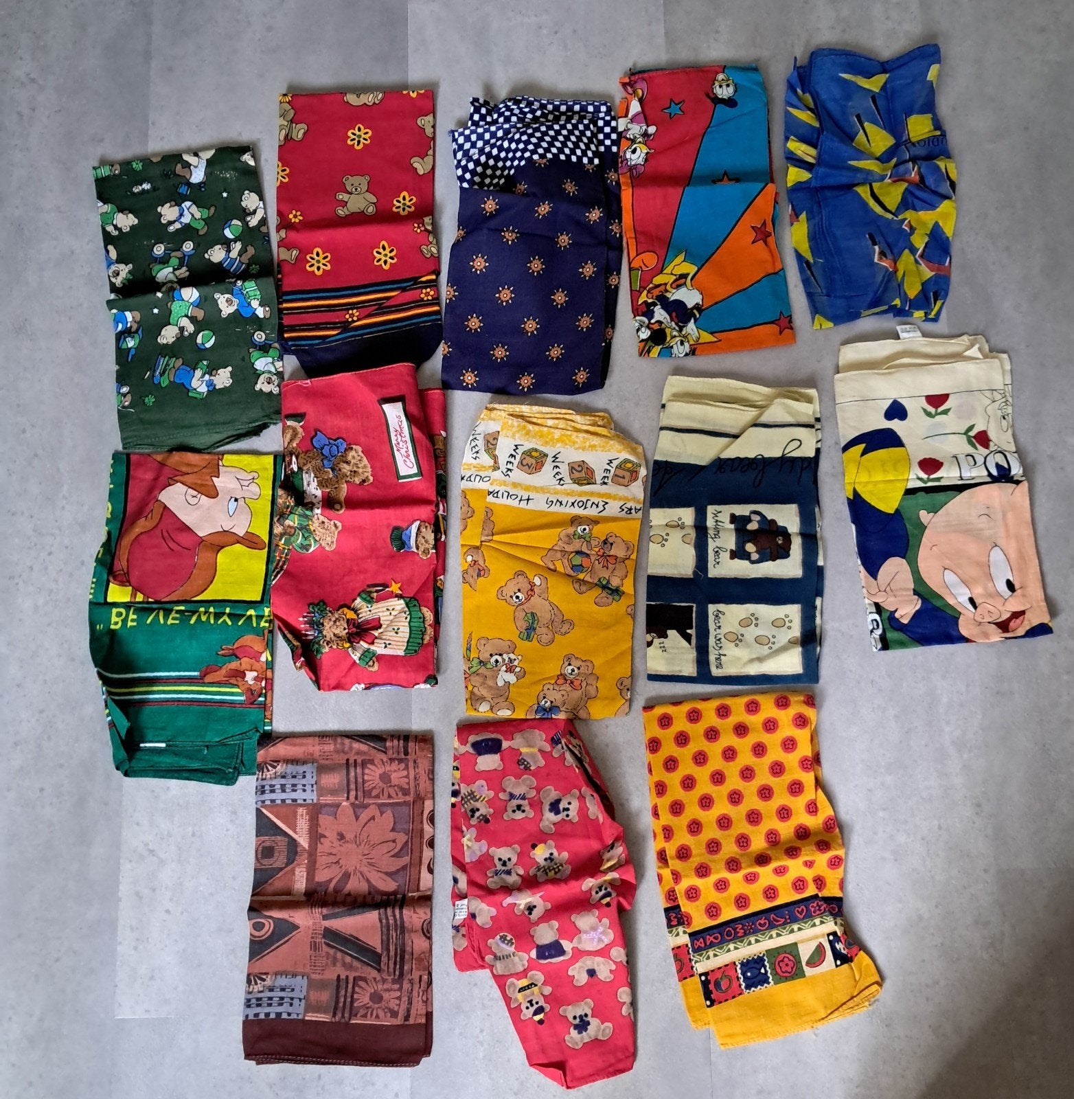 Vintage zakdoeken/bandana's met diverse prints - set van 13, Gebruikt, Overige kleuren, Ophalen of Verzenden, Overige typen