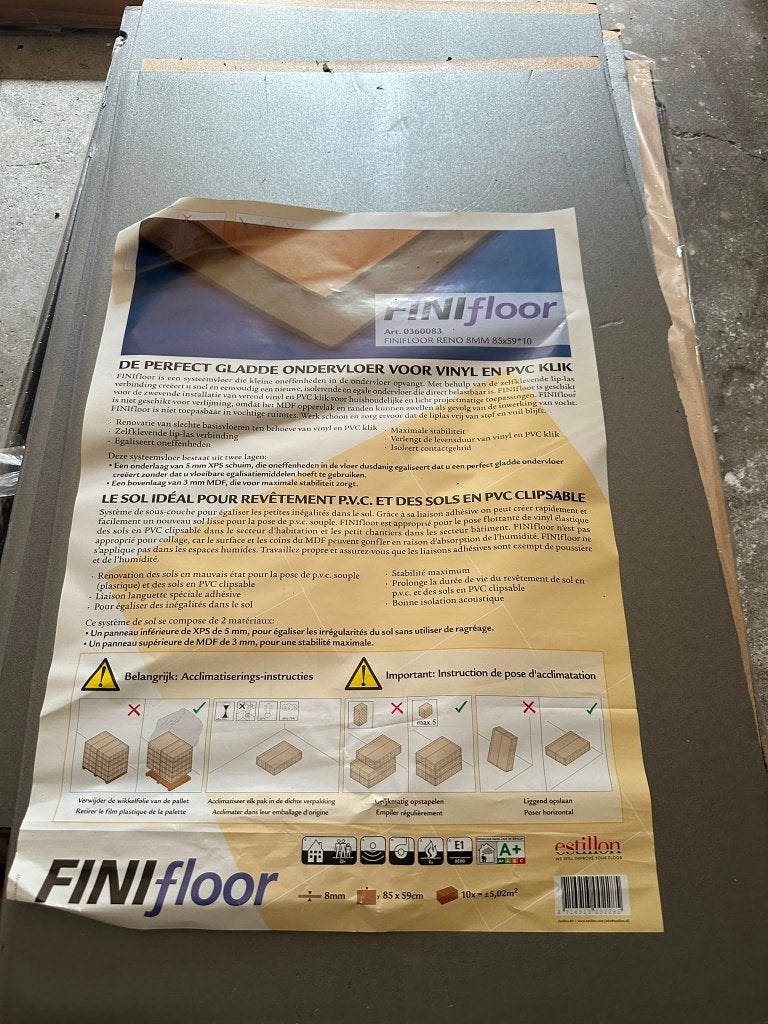 Finifloor ondervloer (Kwantum) –voor vinyl of pvc klik NIEUW, Ophalen, Overige materialen, 30 cm of meer, 50 tot 150 cm