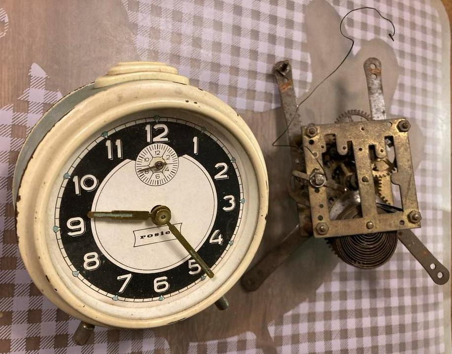 Vintage rosier wekker Klokonderdelen - Wijzerplaat & Uurwerk, Ophalen of Verzenden