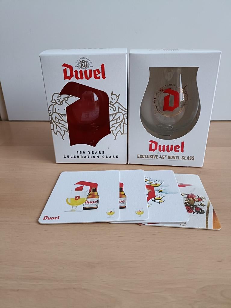 2 Duvel glazen nieuw in doos 45 graden en 150 jaar, Verzamelen, Ophalen of Verzenden, Nieuw, Glas of Glazen, Duvel