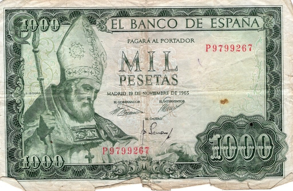 Bankbiljet:  Spanje 1000 pesetas, 19/11-1965, Postzegels en Munten, Bankbiljetten | Europa | Niet-Eurobiljetten, Verzenden, Overige landen