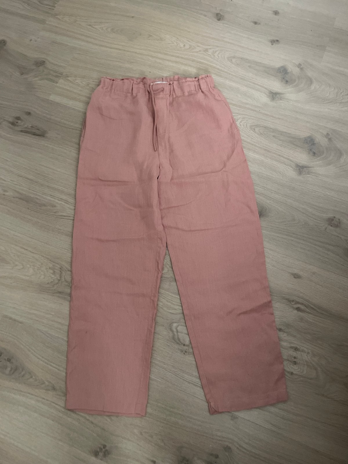 S xs Roze MNG linnen broek met elastische tailleband, Maat 38/40 (M), Ophalen of Verzenden, Zo goed als nieuw, Driekwart