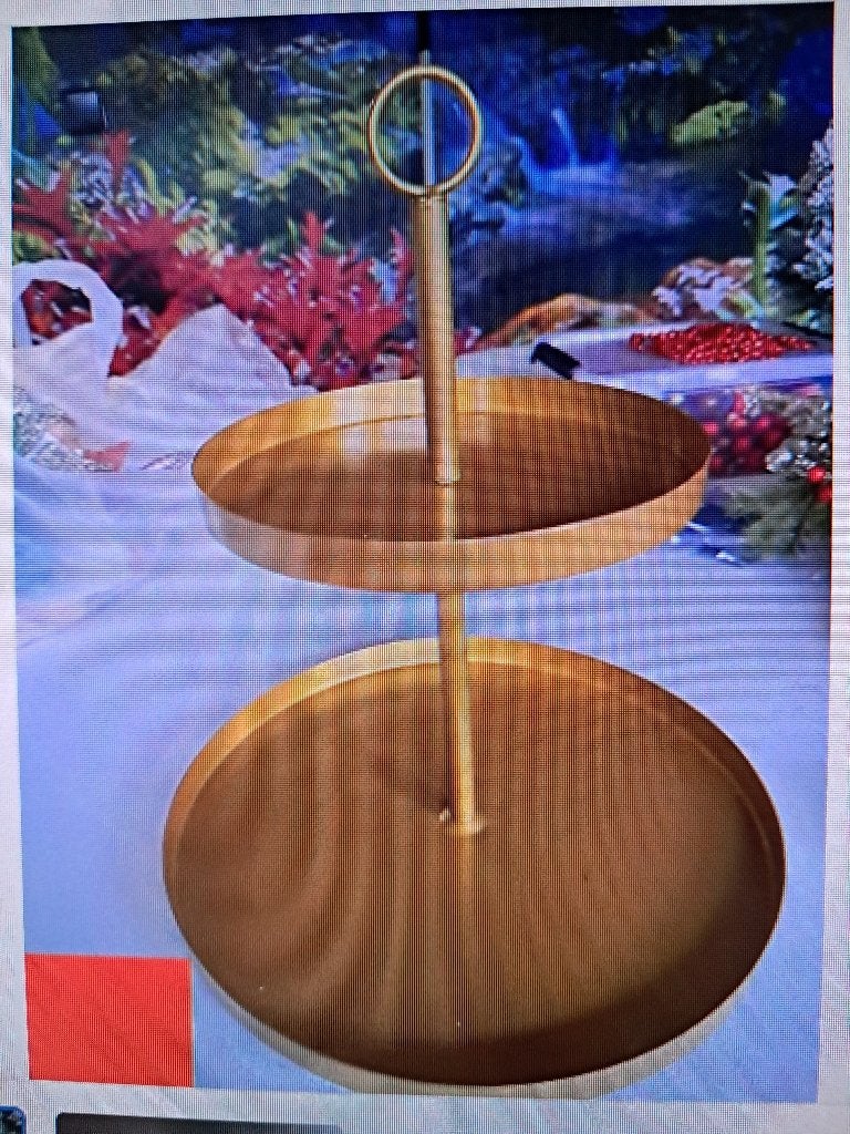 ETAGERE met 2 plateaus z.g.a.n. leuk voor op tafel, Etagère, Demontabel, Metaal, Ophalen of Verzenden