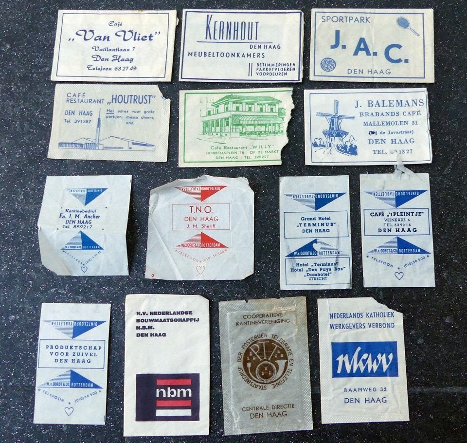 Den Haag suikerzakjes leeg suikerwikkels, Ophalen of Verzenden, Nederland