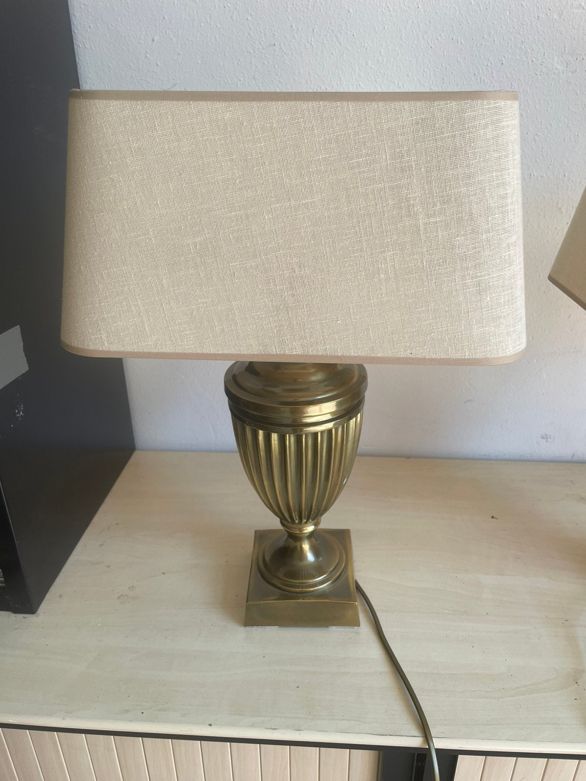 Klassieke tafellampen set - Brons met stoffen kap, Gebruikt, Bruin, Klassiek, Ophalen