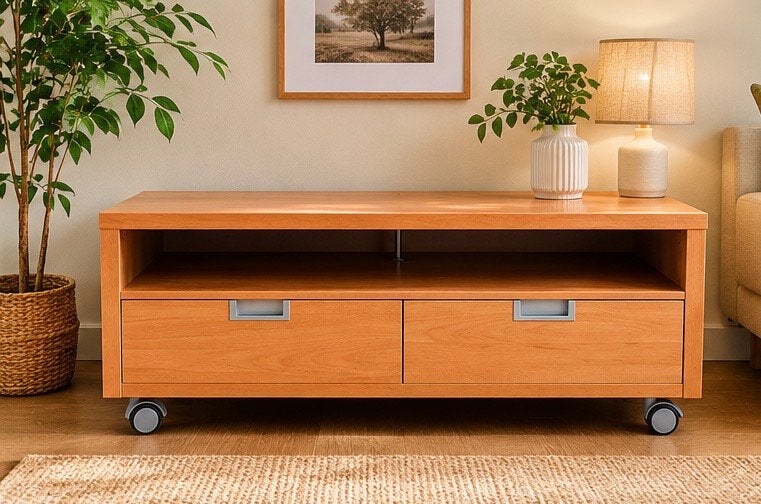Houten kastje met lades en wieltjes, Huis en Inrichting, Ophalen, 100 tot 150 cm, Zo goed als nieuw, Minder dan 100 cm