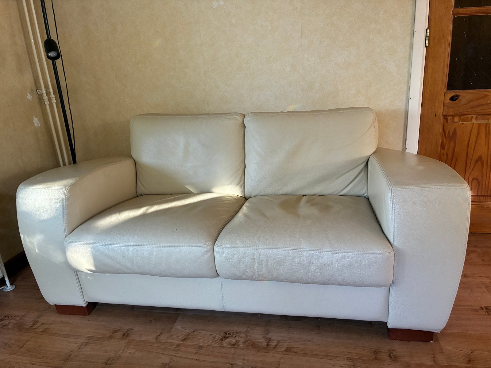 Tweezits leren bank, Huis en Inrichting, Ophalen, 150 tot 200 cm, Tweepersoons, 75 tot 100 cm