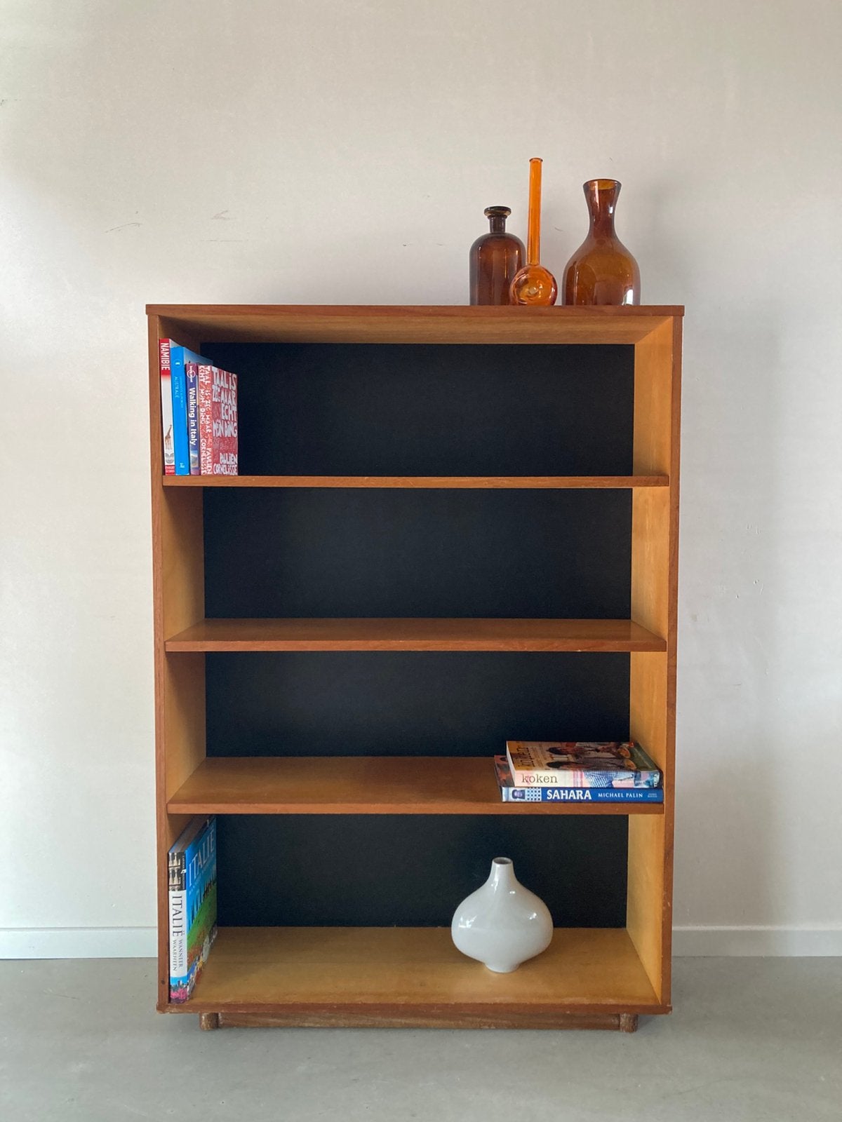 Midcentury vintage teak boekenkastje, Huis en Inrichting, Ophalen, Met plank(en), Gebruikt, 100 tot 150 cm