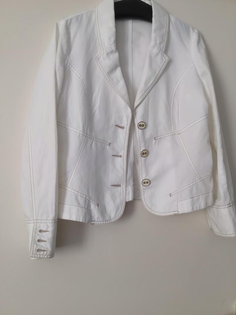 Te koop leuk vlot wit denimjasje maat 40, Ophalen of Verzenden, Zo goed als nieuw, Wit