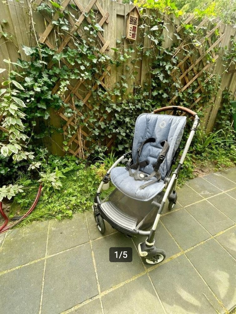 Bugaboo Bee5 — denim, leren handvat, incl. reiswieg, Ophalen, Gebruikt, Overige merken