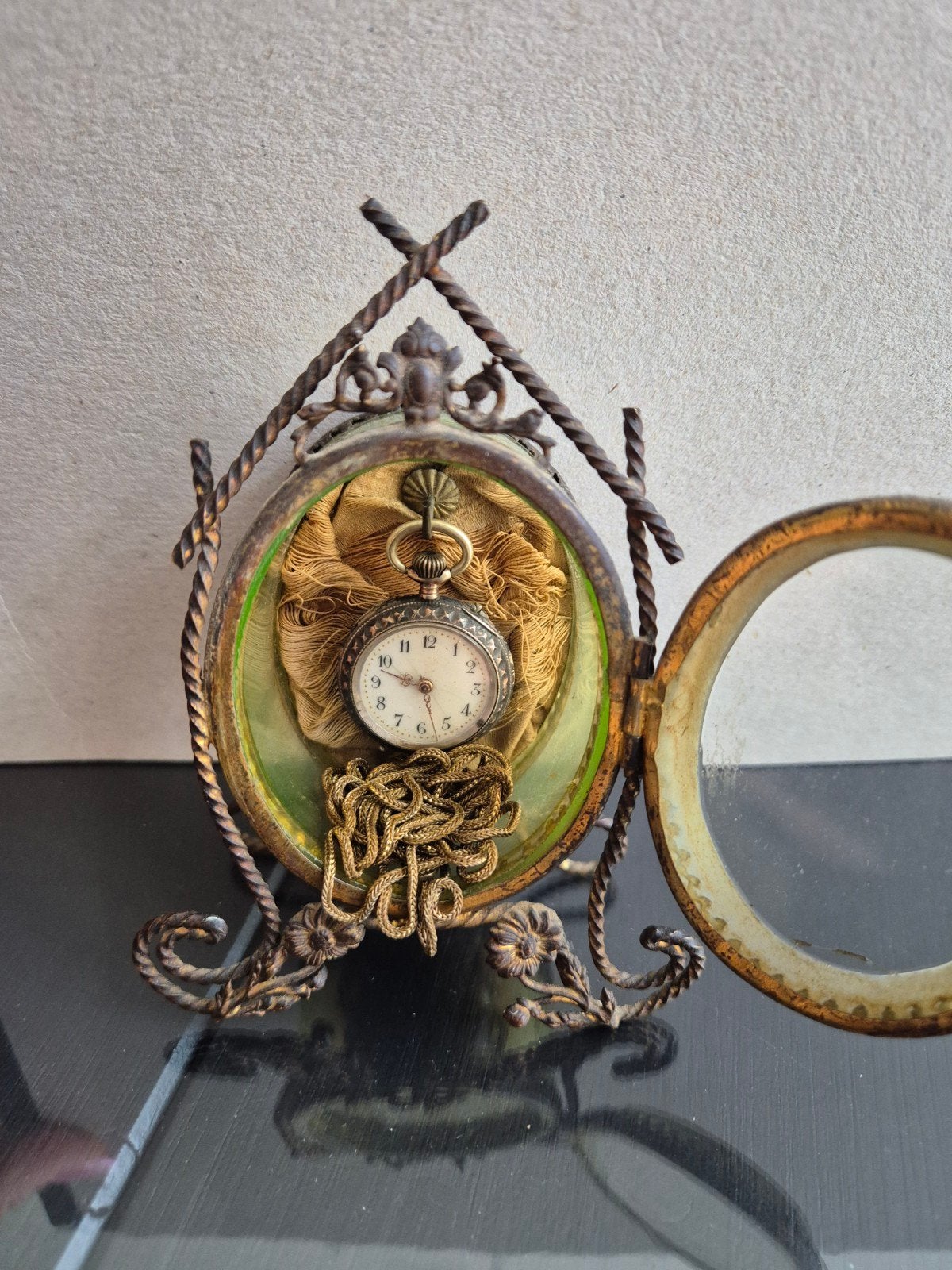 Zakhorloge met ketting en ophang huisje, Antiek en Kunst, Antiek | Klokken, Ophalen