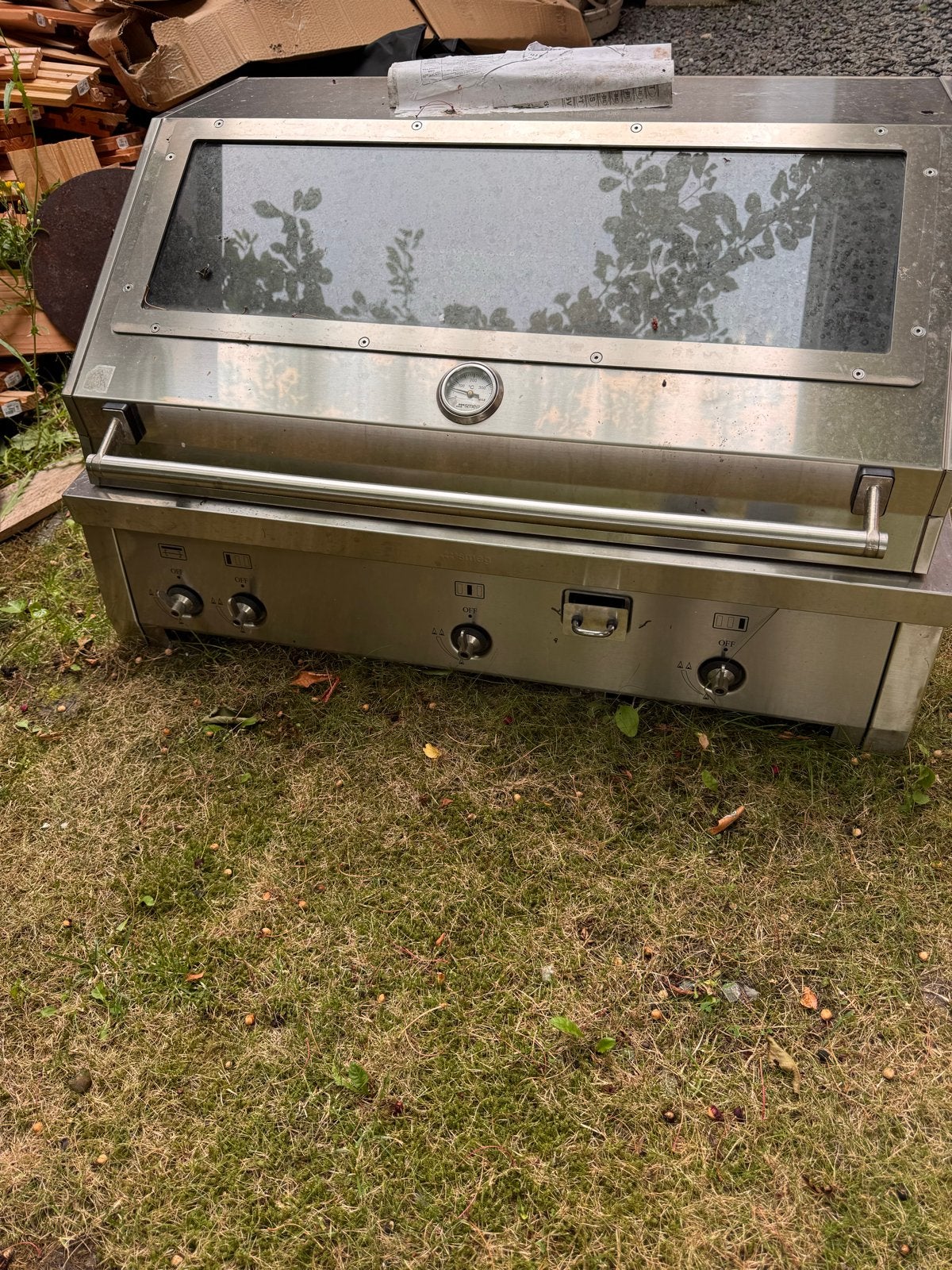 Smeg BBQ RVS 90 cm - Gebruikt, 1 brander werkt moeizaam, Ophalen, Gebruikt