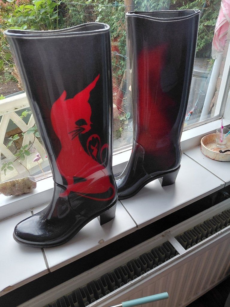 Zwarte regenlaarzen " Chat noir", Chat noir, Zwart, Ophalen of Verzenden, Regenlaarzen