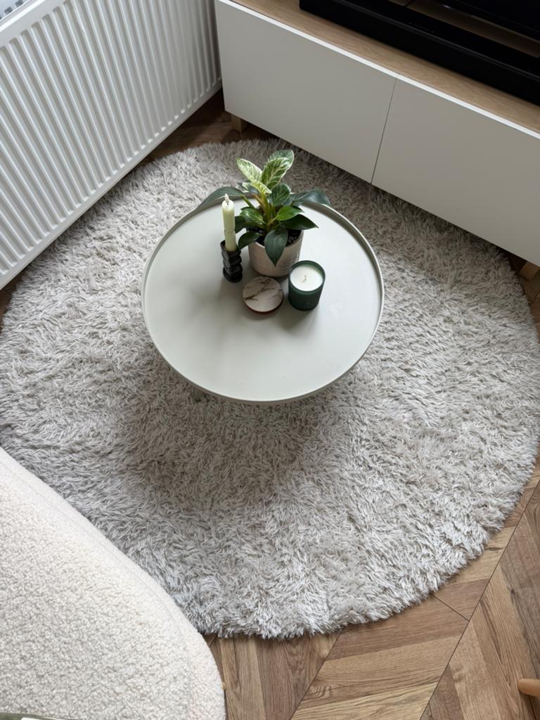Vloerkleed rond!, Gebruikt, Rond, Ophalen of Verzenden, Crème