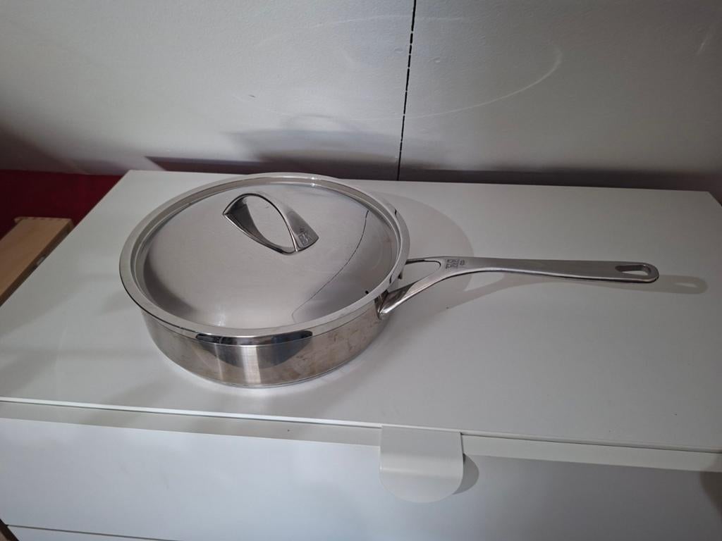 BK RVS Hapjespan met Deksel - 26cm, Inductieplaat, Ophalen of Verzenden, Zo goed als nieuw, Rvs