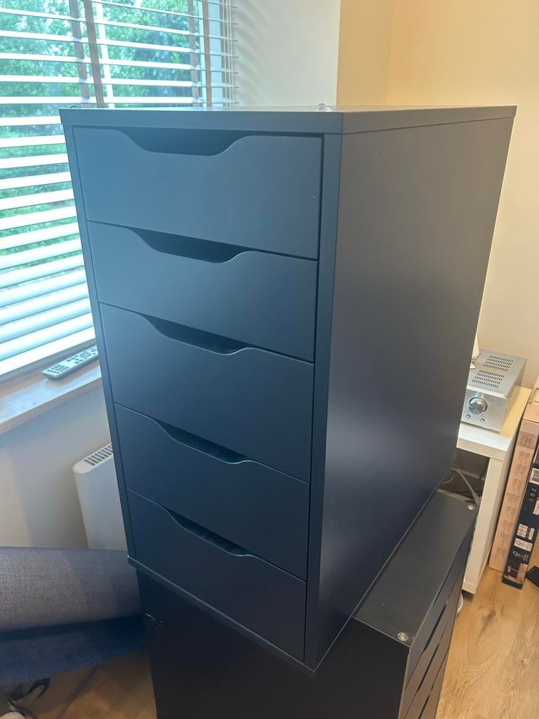 IKEA Alex ladeblok met 5 laden, donkerblauw, Ophalen, Overige materialen, Minder dan 50 cm, Gebruikt